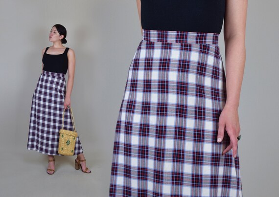 70's Cotton Plaid Maxi Skirt
