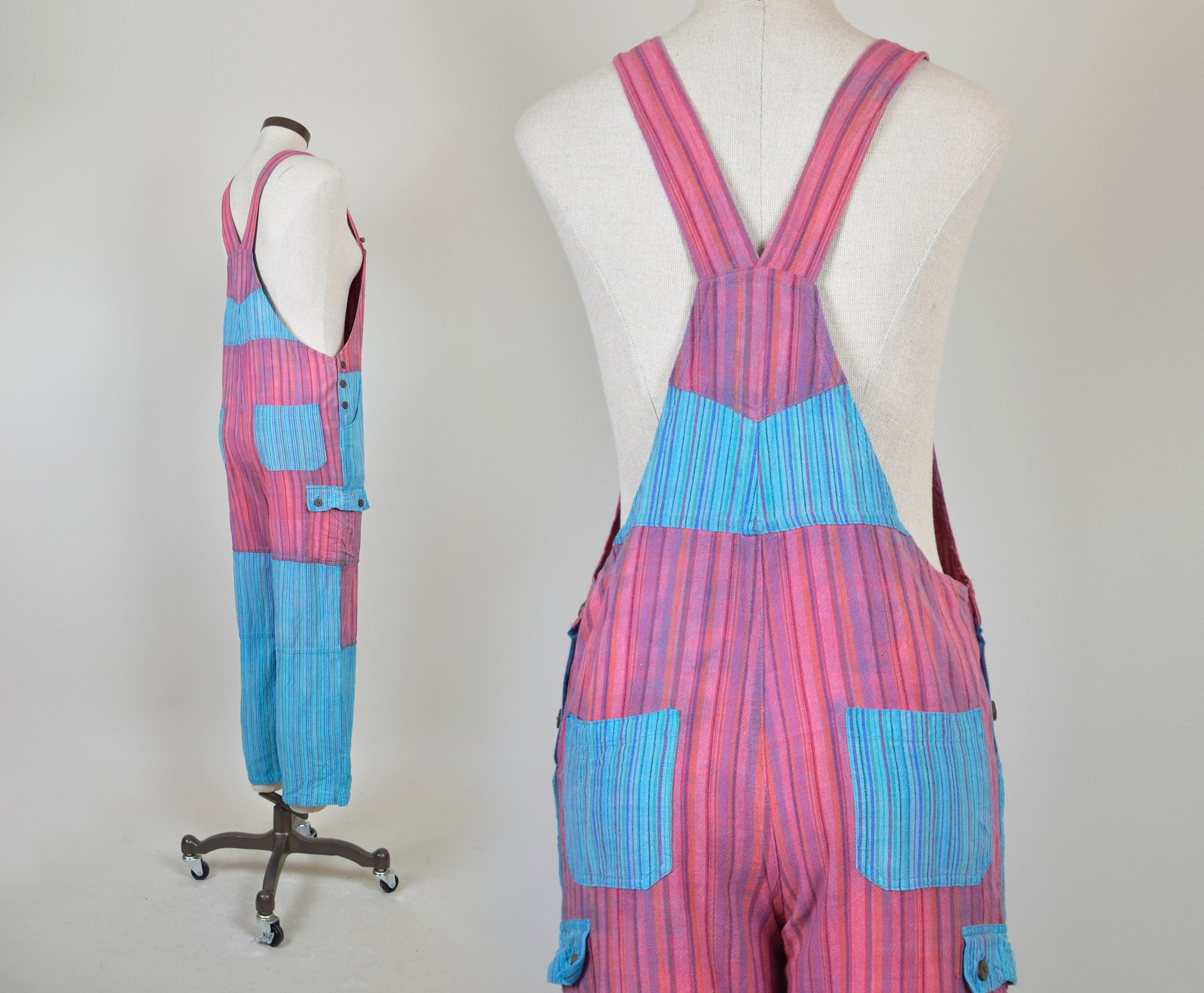 Vintage Patchwork Overalls Indian Cotton Summer Jumpsuit Etsy