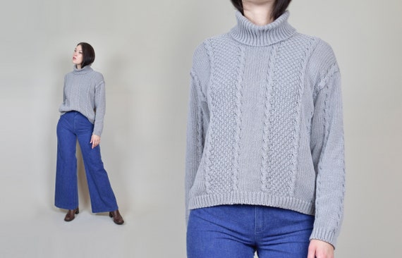 90's Cable Knit Turtle Neck Sweater | Vintage Cott