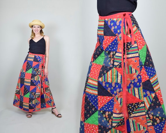 1970s Quilt Patchwork Skirt | Vintage Quilt Patchw