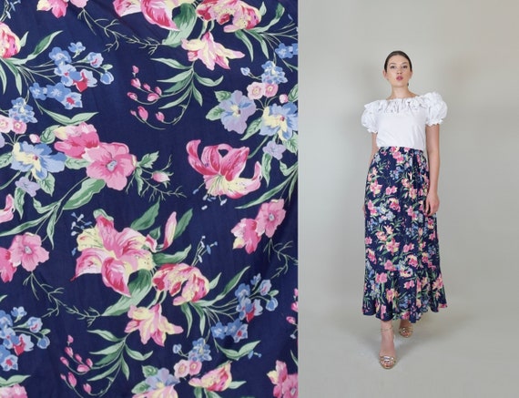 1940's Style Floral Print Skirt | Vintage Lily Pri