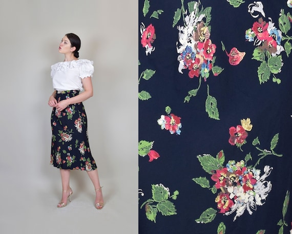 1940's Style Floral Skirt | Bias Cut Floral Skirt