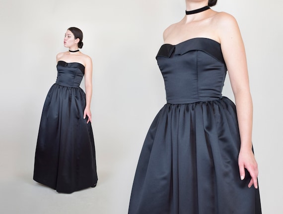 Victor Costa Black Tuxedo Gown | Vintage Black Hol
