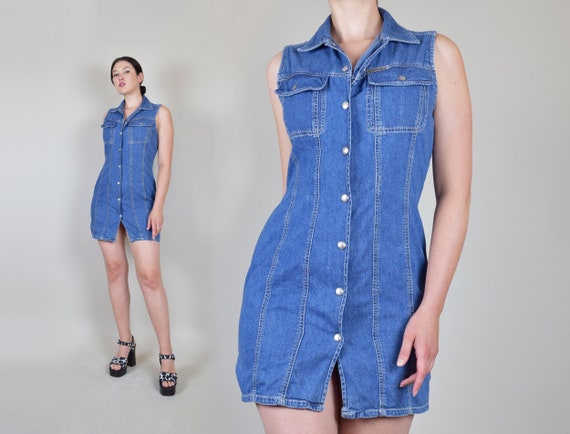 90's Calvin Klein Denim Dress | 90s Calvin Klein D