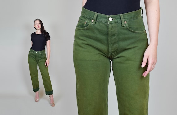 olive green levi 501 jeans