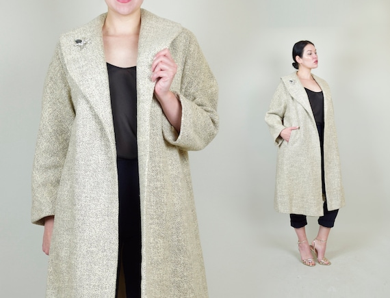 1950's Oatmeal Tweed Swing Coat | 1950s Wool Swing