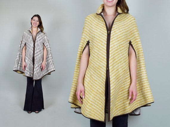 1950's Reversible Plaid Poncho Cape 50's Wool Blan