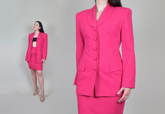 Vintage Oleg Cassini Skirt Suit | 1990's Pink Skir