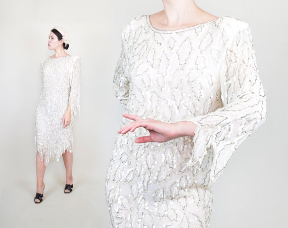 1960s Sequin Flapper Dress | 1960s Saint Honore Se