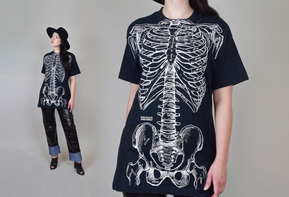 Vintage Leslie Arwin Skeleton Shirt | Anatomical S