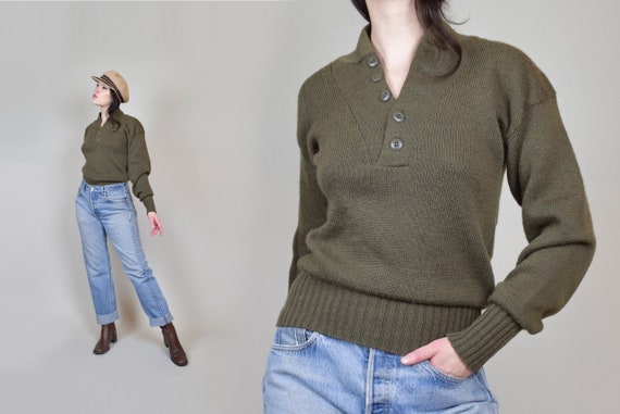 Vintage Army Wool Sweater | Vintage Military Drab