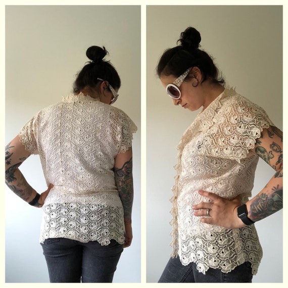 1970s Vintage Lace Cardigan "Weiss Australia" Car… - image 3