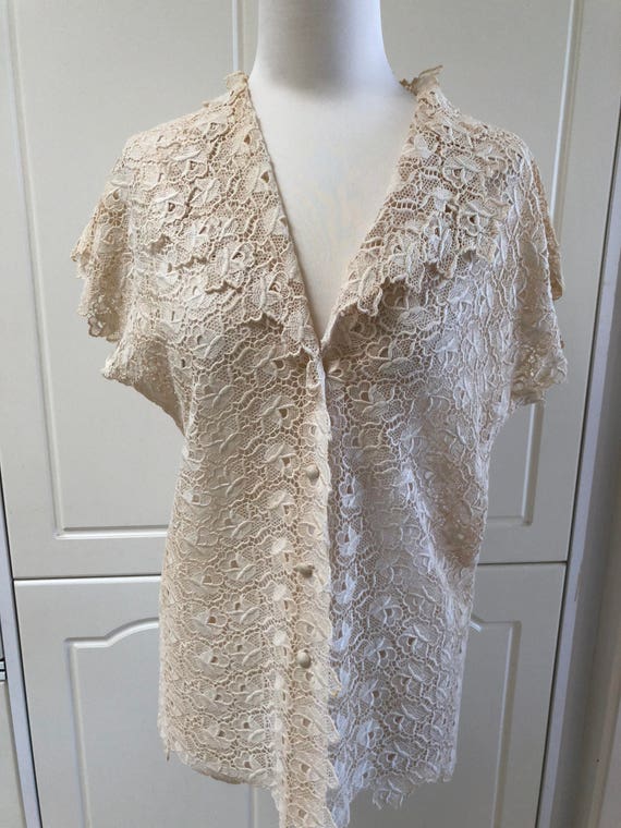 1970s Vintage Lace Cardigan "Weiss Australia" Car… - image 6