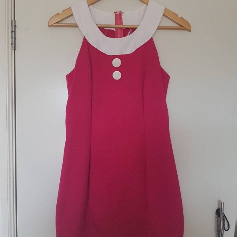80s/90s Vintage Retro Dress, Retro Pink Dress, Bright Pink Dress, Go Go