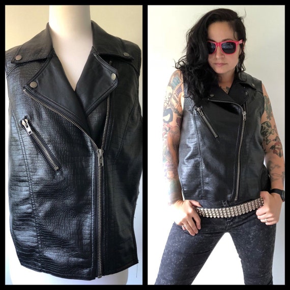 Biker Vest, Faux Leather Biker Vest, Faux Leather
