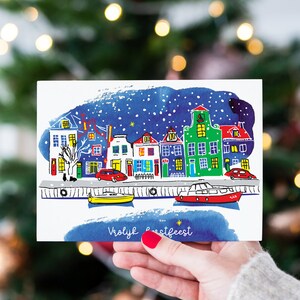 Cartolina di Natale con vista sul canale Maarssen innevato
