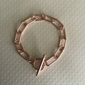 PAPERCLIP CHAIN BRACELET, Rose Gold Bracelet, Rose Gold Link Bracelet, Paperclip Bracelet
