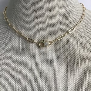 GOLDFILLED PAPERCLIP CHAIN, Dainty Paperclip Chain, Paperclip Chain Necklace, Cubic Zirconia Clasp