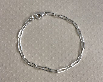 Dainty Sterling Silver Paperclip Chain Bracelet, Everyday Wear