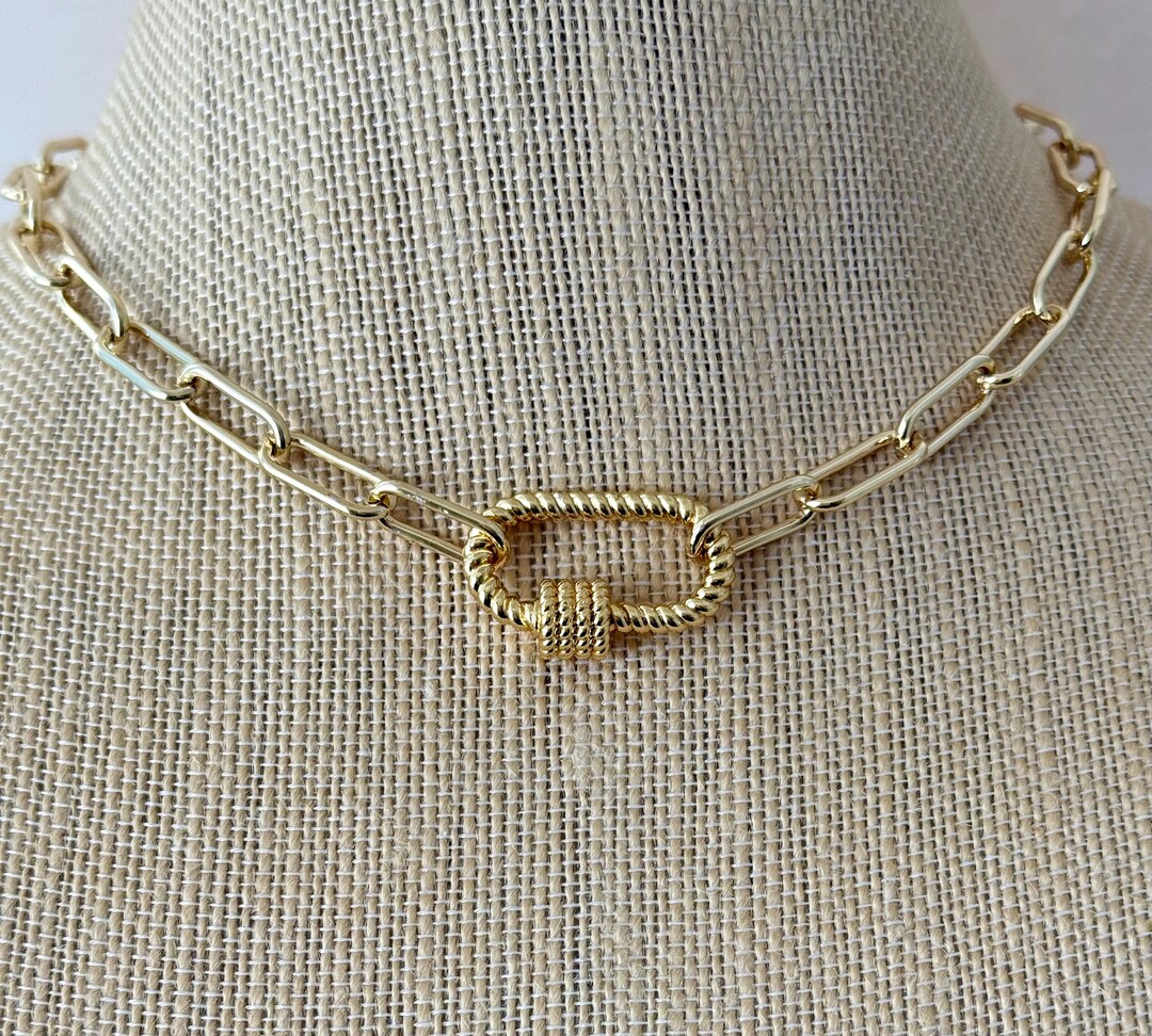PAPERCLIP CHAIN NECKLACE, Rope Carabiner, Goldplated Paperclip Chain - Etsy