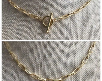 Goldfilled Paperclip Chain Necklace with Toggle