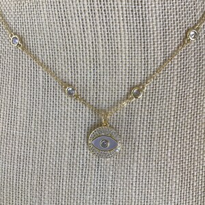 EVIL EYE NECKLACE, Cubic Zirconia, Goldfilled Jewelry, Goldfilled Chain
