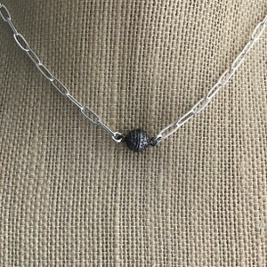 STERLING SILVER CHOKER, Paperclip Chain Necklace, Paperclip Chain, Cubic Zirconia Clasp, Sterling Silver Necklace,Mixed Metals