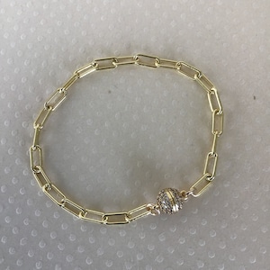 GOLDFILLED MAGNETIC BRACELET, Cubic Zirconia Clasp, Magnetic Clasp, Chain Bracelet, Goldfilled Bracelet
