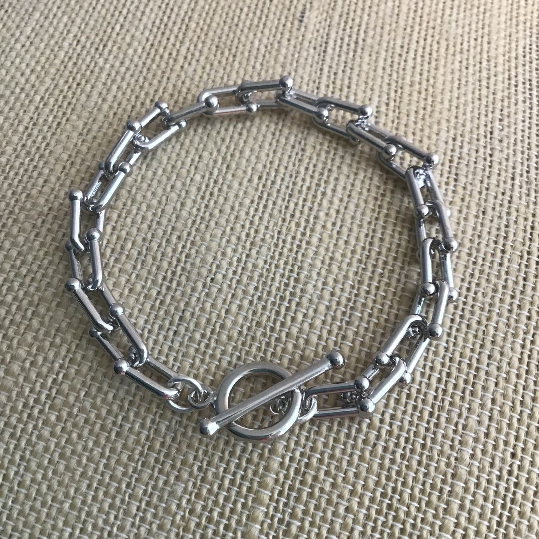 U LINK BRACELET Paperclip Chain Bracelet Silver Bracelet Etsy