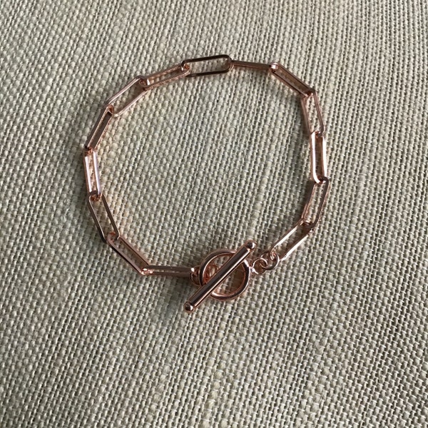 ROSE GOLD BRACELET, Paperclip Chain Bracelet, Paperclip Chain, Chain Bracelet