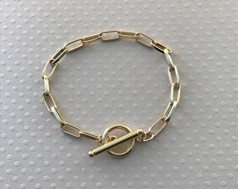 24k Goldfilled Paperclip Chain Bracelet, Everyday Wear