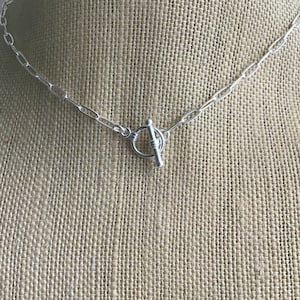 STERLING SILVER CHOKER, Paperclip Chain Necklace, Paperclip Chain, Toggle Clasp, Sterling Silver Necklace