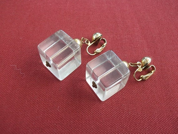 Three Demensional Cube Fabuleous Mod Square Earri… - image 1