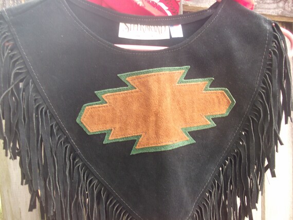 Fringe Black Suede Collar with Southwestern Design - image 2