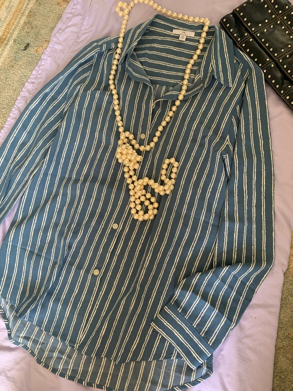 Halston Button Down Woman’s Medium Long Sleeve Fl… - image 7