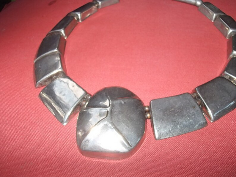 Chunky Silver Tone Hippy Boho Necklace