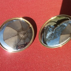 Large Round Monet Silver and gold Tone Earrings image 2