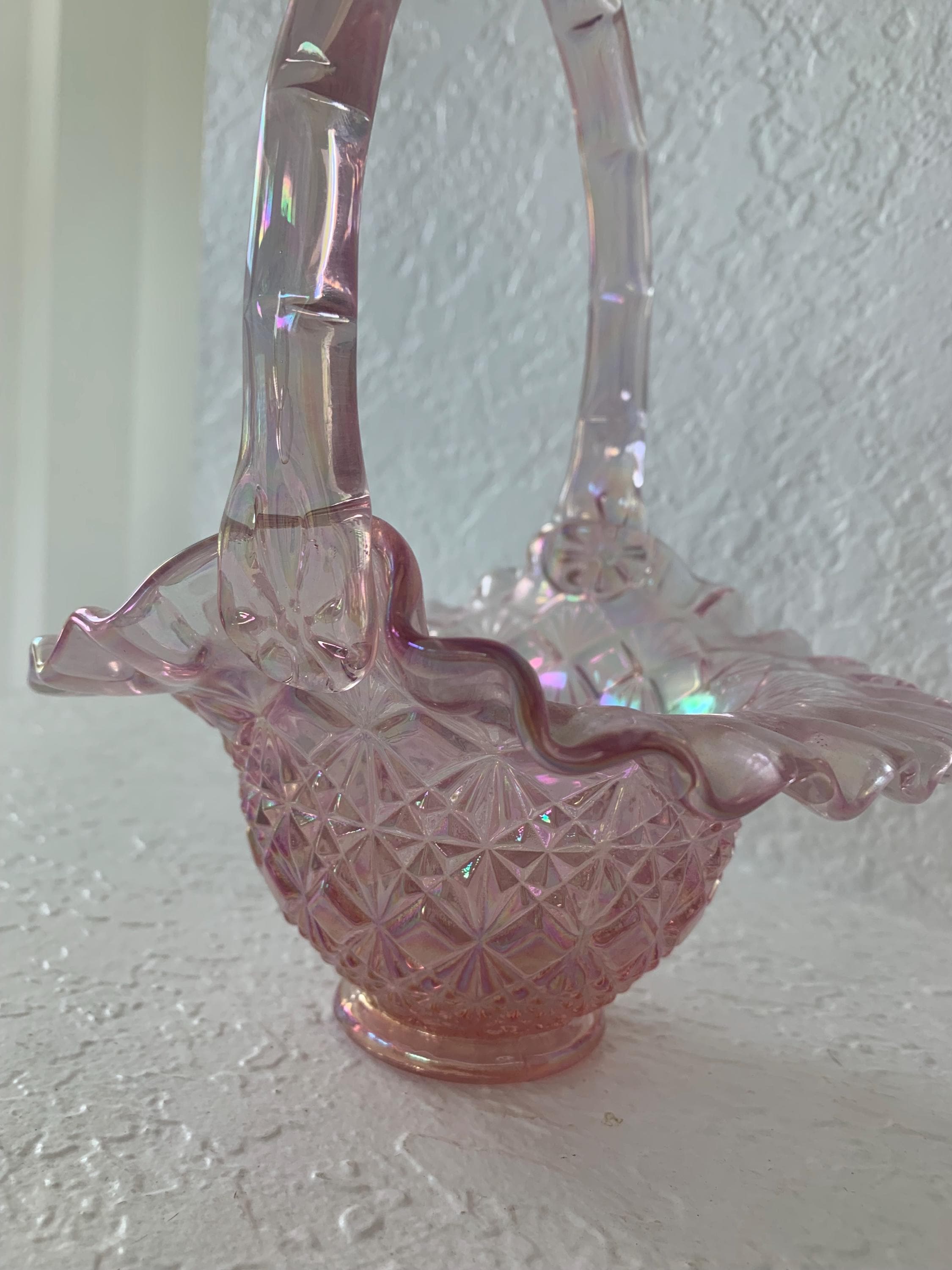 Fenton Pink Basket - Etsy