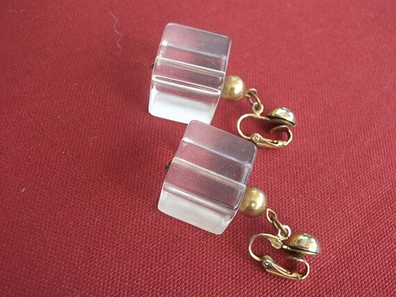 Three Demensional Cube Fabuleous Mod Square Earri… - image 3