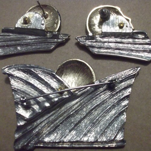 Art Deco Style Flapper Girl Earring and Pin Silver and Gold shops Set