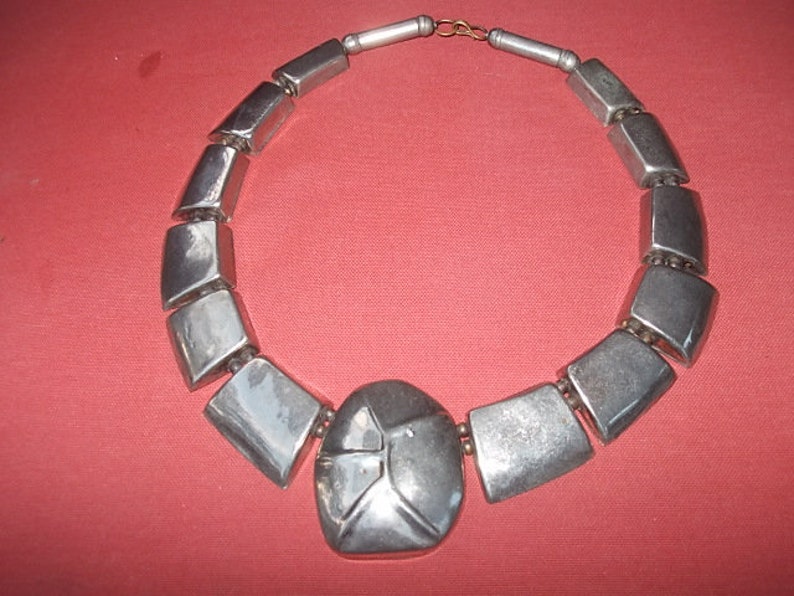 Chunky Silver Tone Hippy Boho Necklace