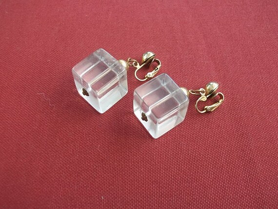 Three Demensional Cube Fabuleous Mod Square Earri… - image 2