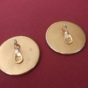 Large Round Monet Silver and gold Tone Earrings image 3