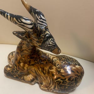 Safari Patchwork Glazed Ceramic Antelope or Gazelle Figurine