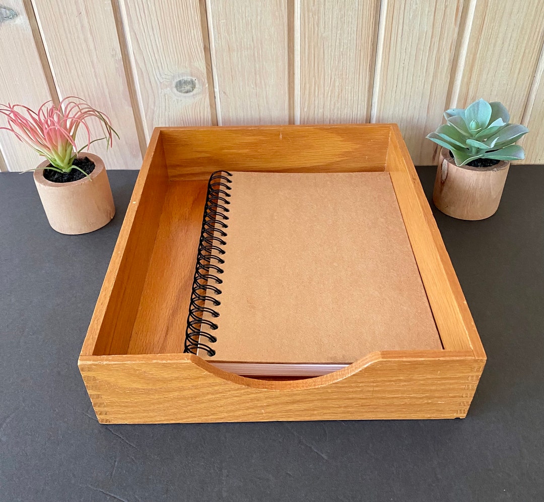 MCM Vintage Oak Wood Desk Tray Vintage Oak In/out Box Desk Etsy