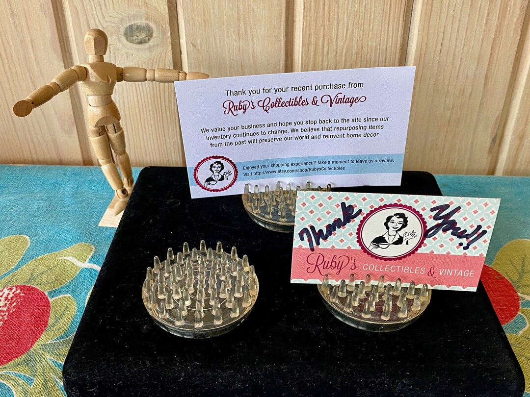 Vintage Plastic Flower Frogs, Clear Plastic, Holds Flowers for