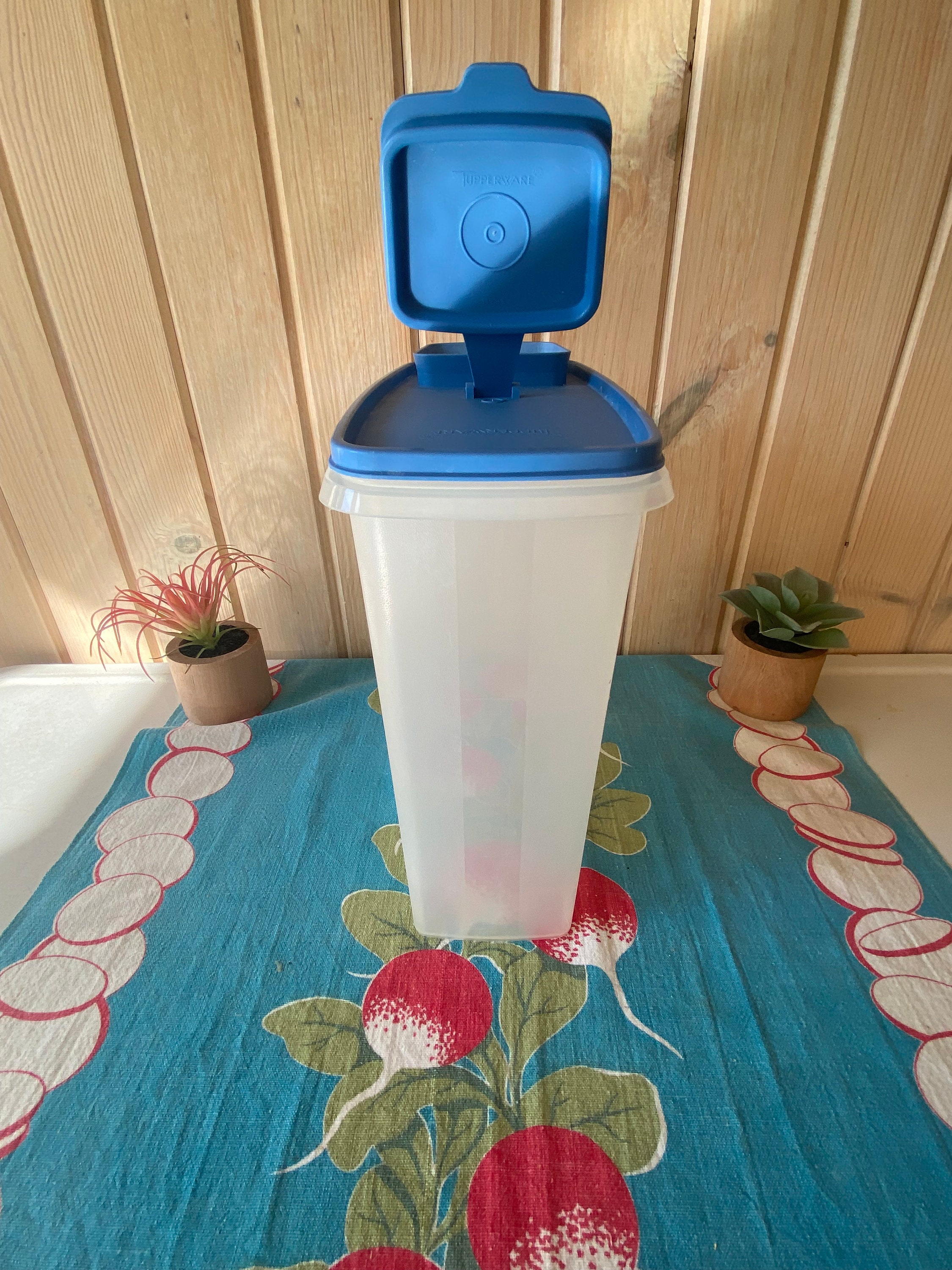 Vintage Tupperware Blue Sheer Cereal Dispenser 1590 & 1588 20 