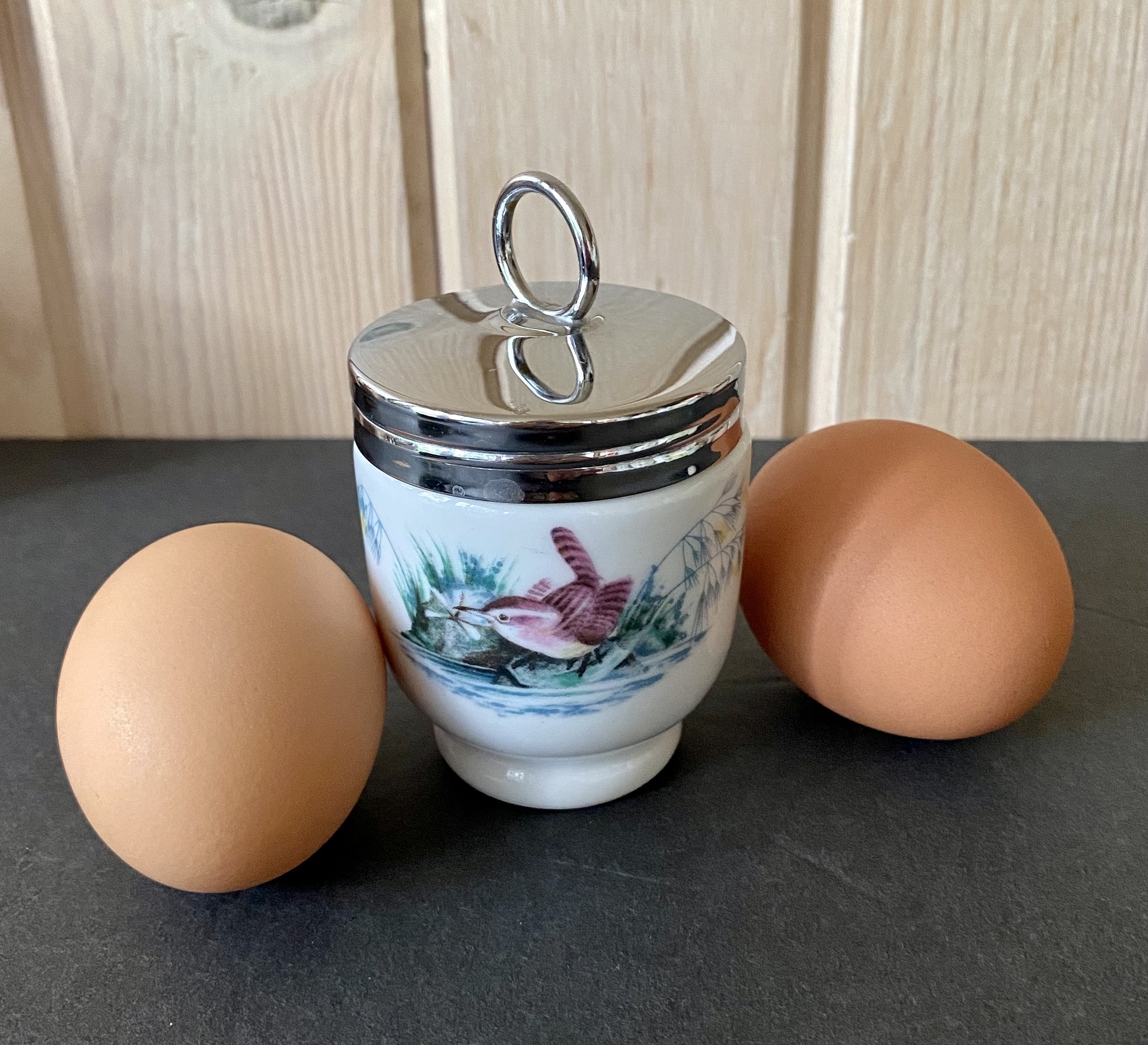  Worcester　エッグコドラー　鳥の絵　3点セット　洋食器 ロイヤルウースター エッグコドラー：レン＆ソングバード 磁器、英国製