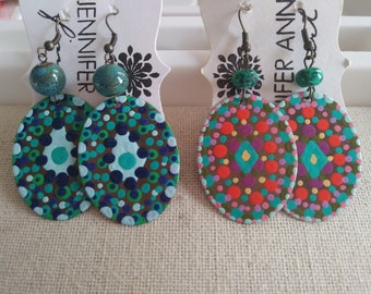 Hand painted Mandala earrings