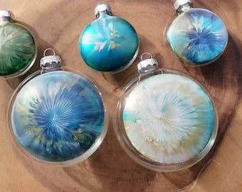Large hand painted glass abstract orb ornament